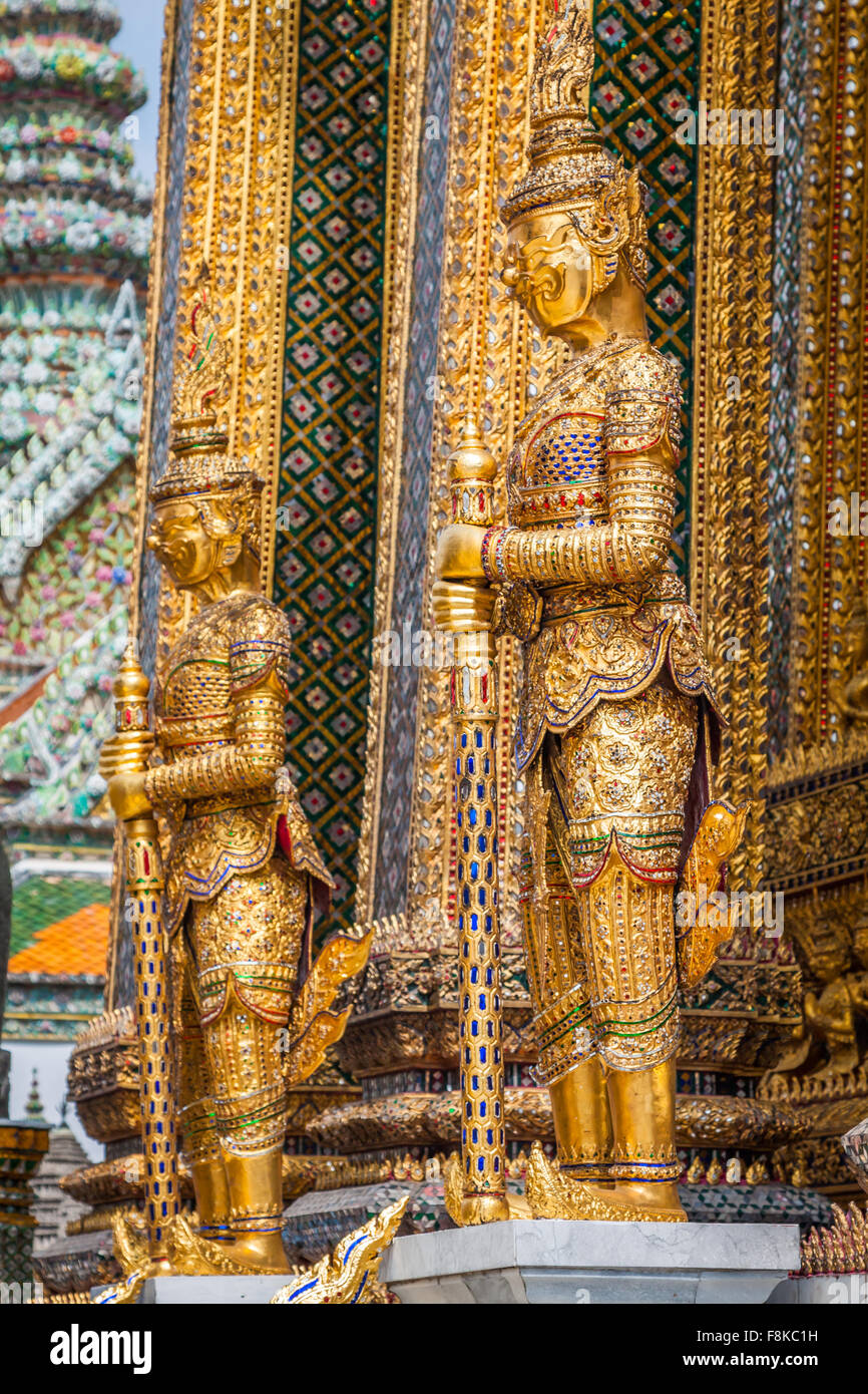 The giant golden in Wat Phra Kaew Stock Photo