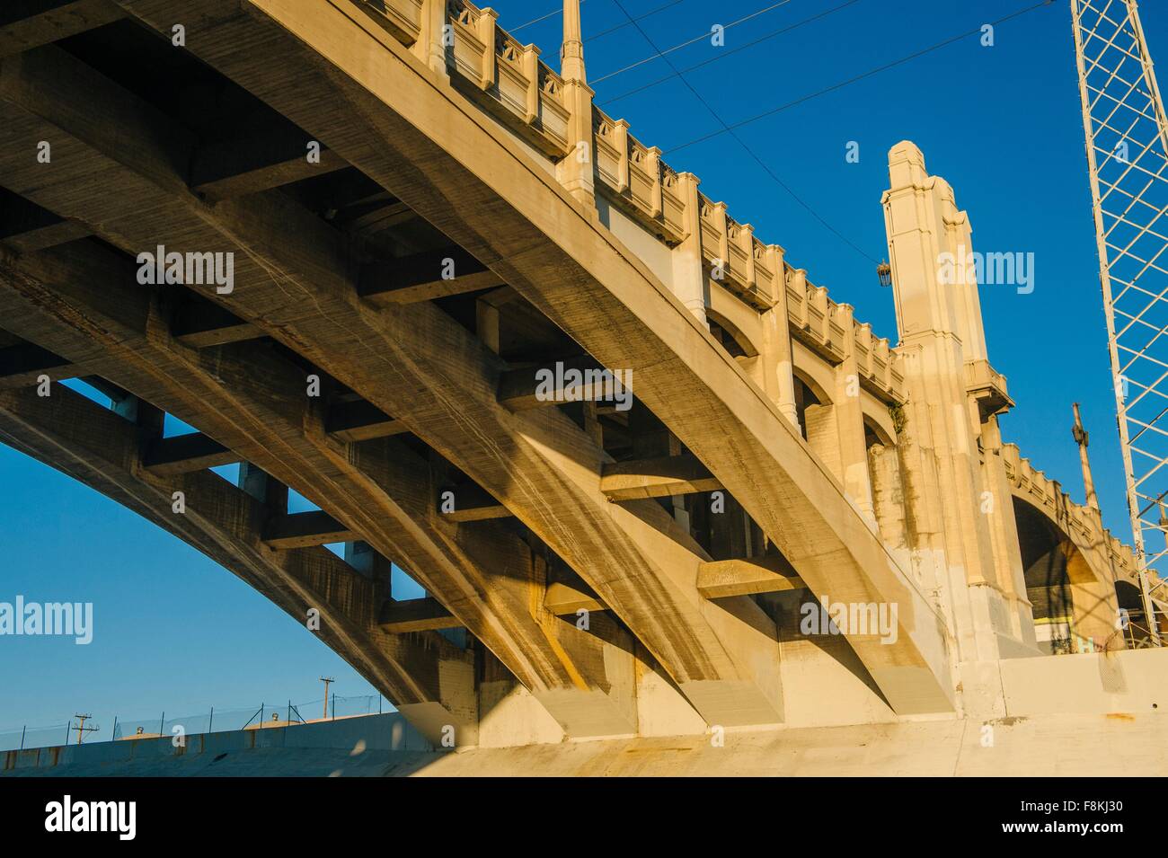 Low angle view of the underneath of 4th street bridge, Los Angeles