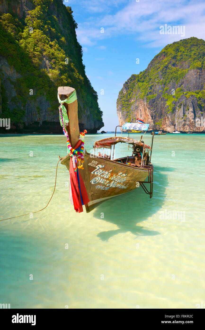 Thailand - Maya Bay Beach on Phi Phi Leh Island, Andaman Sea Stock Photo