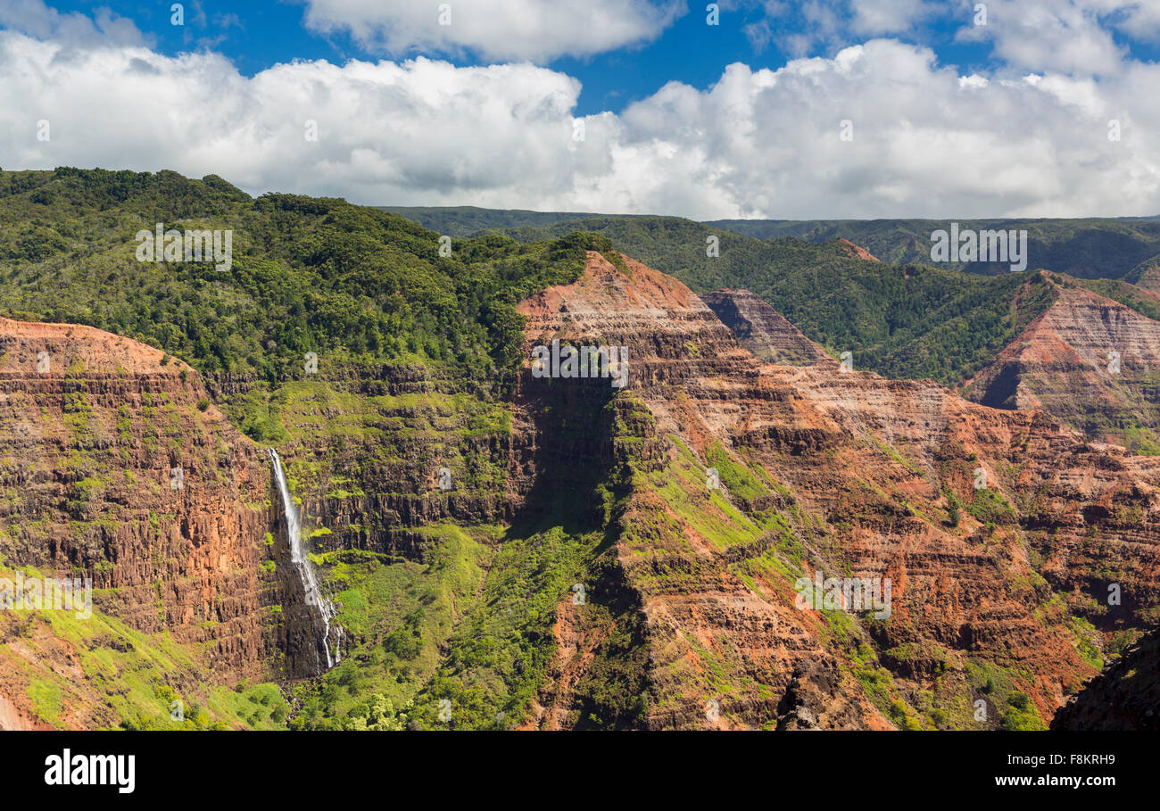 Grand Canyon of the Pacific or Waimea Canyon island of Kauai in the Hawaiian islands Stock Photo