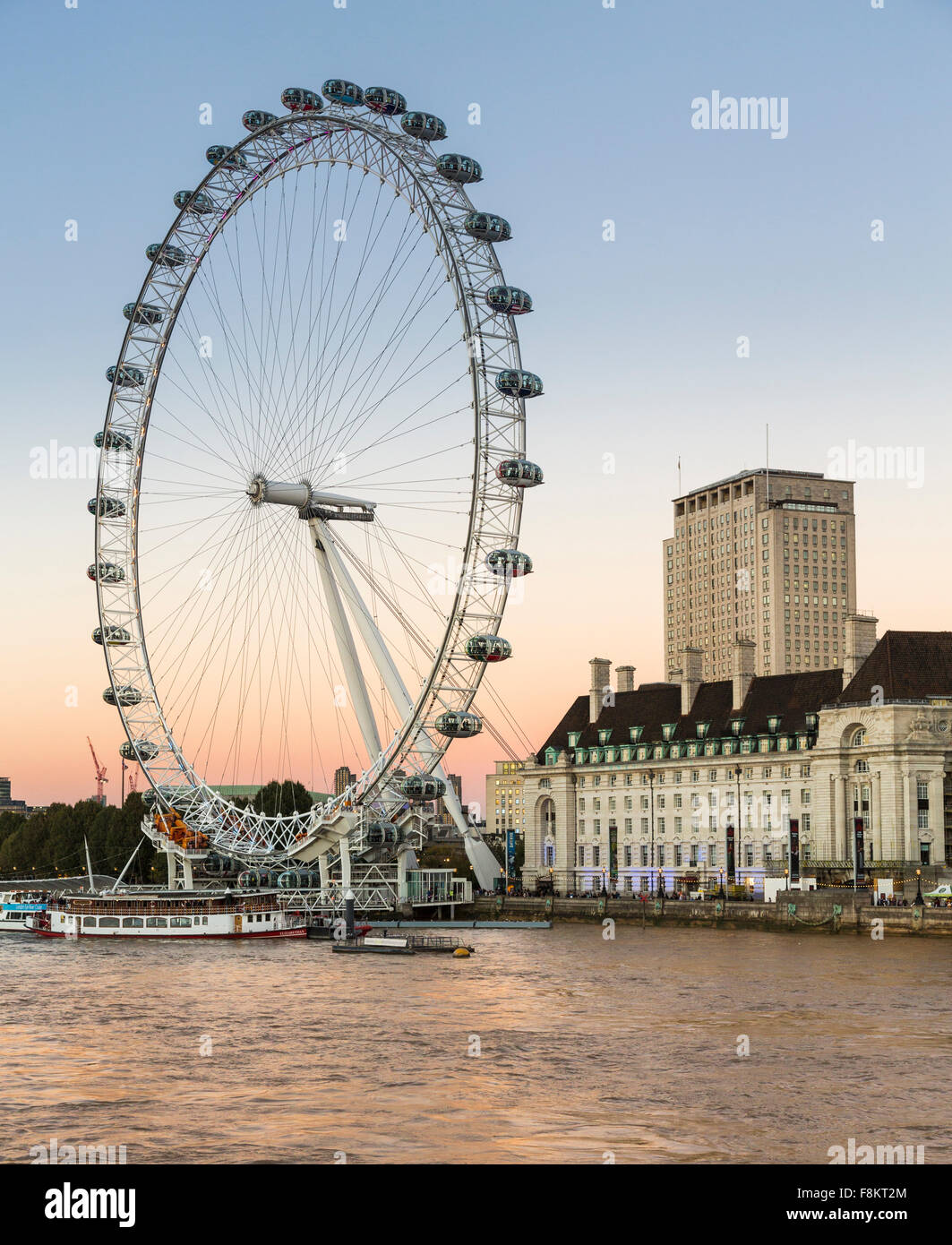 London Eye or Millennium Wheel on South Bank of River Thames in London England, UK Stock Photo