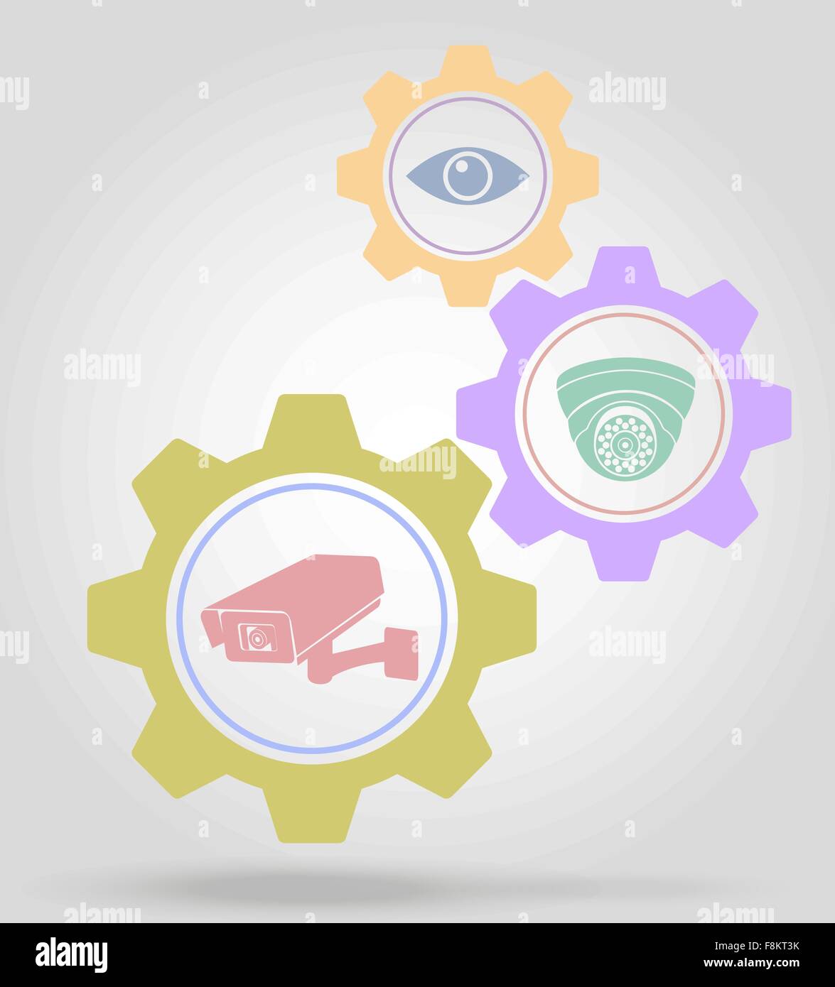 video surveillance gear mechanism concept vector illustration isolated