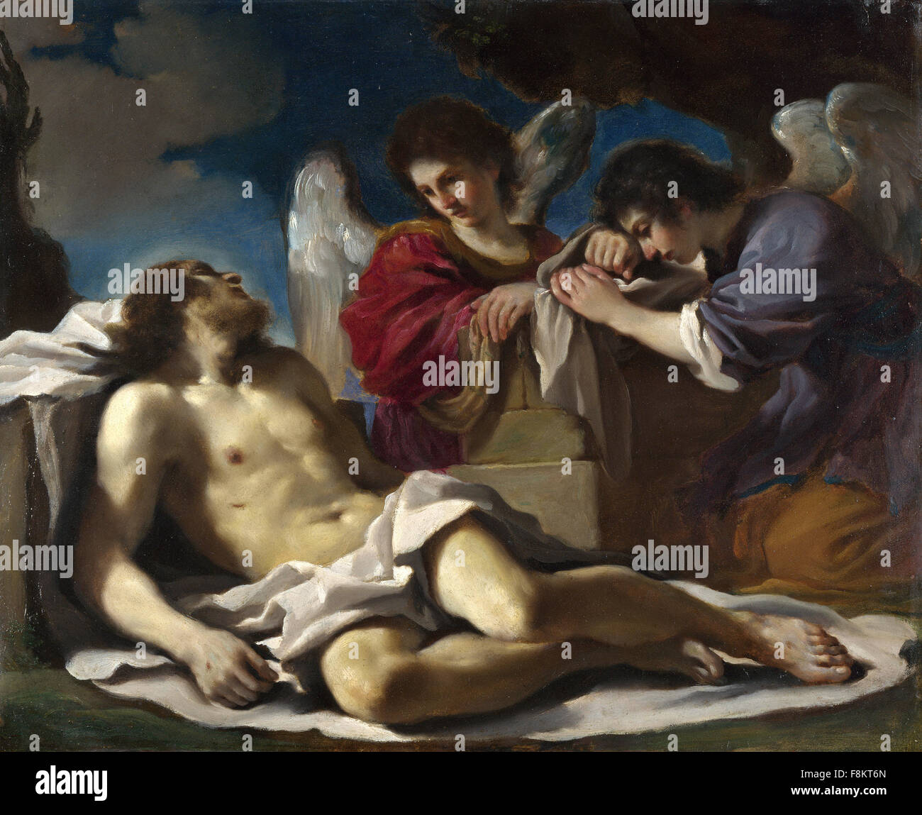 Giovanni Francesco Barbieri - Guercino - The Dead Christ mourned by Two Angels Stock Photo