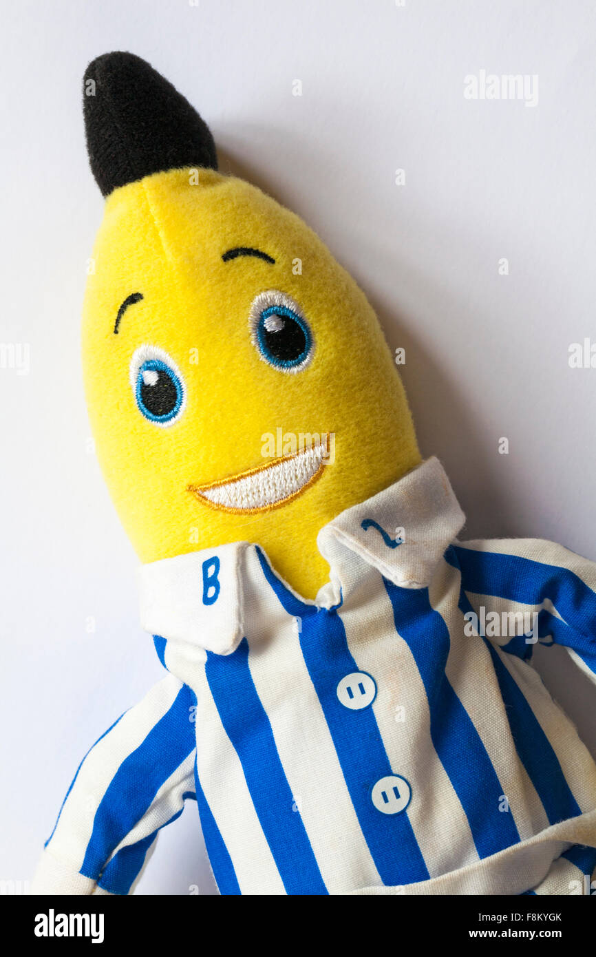 Bananas in pyjamas soft cuddly toy set on white background Stock Photo -  Alamy