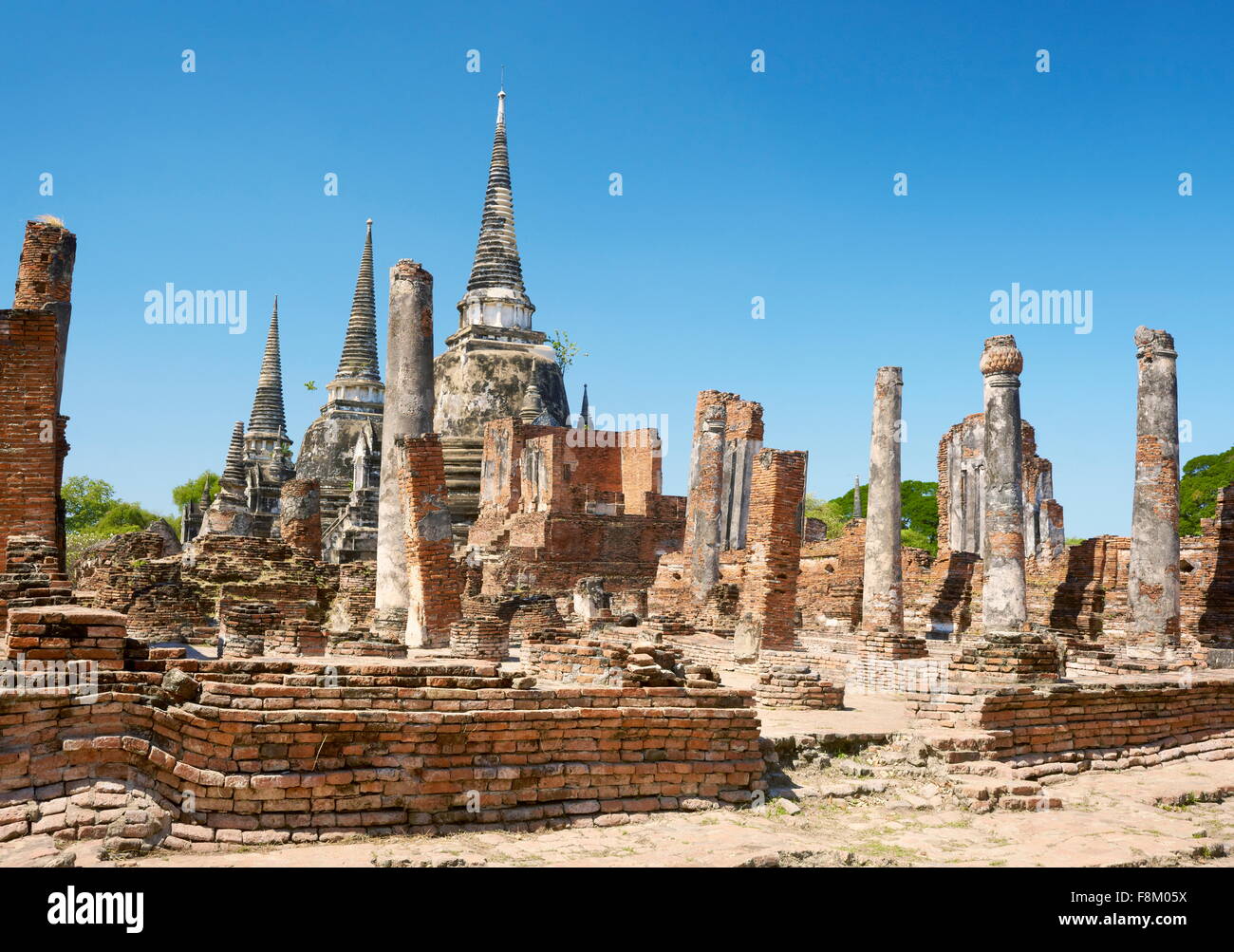 Thailand - Ayutthaya, ruins Wat Phra Si Sanphet Temple, UNESCO Stock Photo