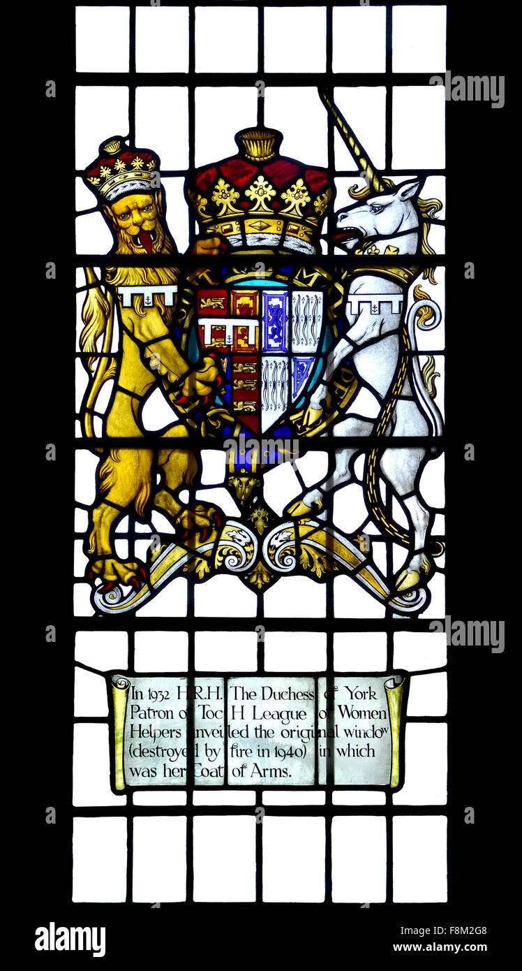 London, England, UK. Church of All Hallows by the Tower. Stained glass