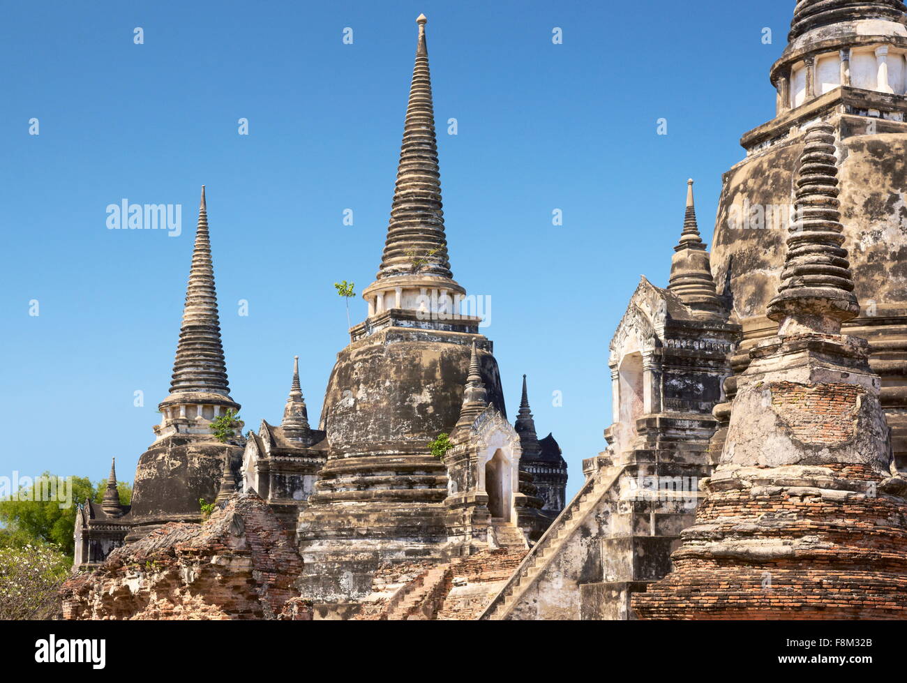 Thailand - Ayutthaya, Wat Phra Si Sanphet Temple, UNESCO Stock Photo