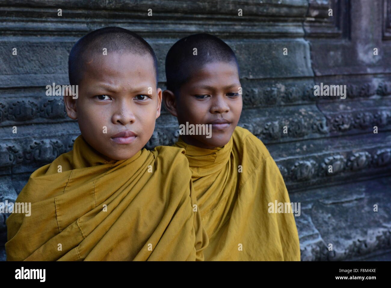 Buddist monks, Angkor Wat, Siem Reap, Cambodia Stock Photo