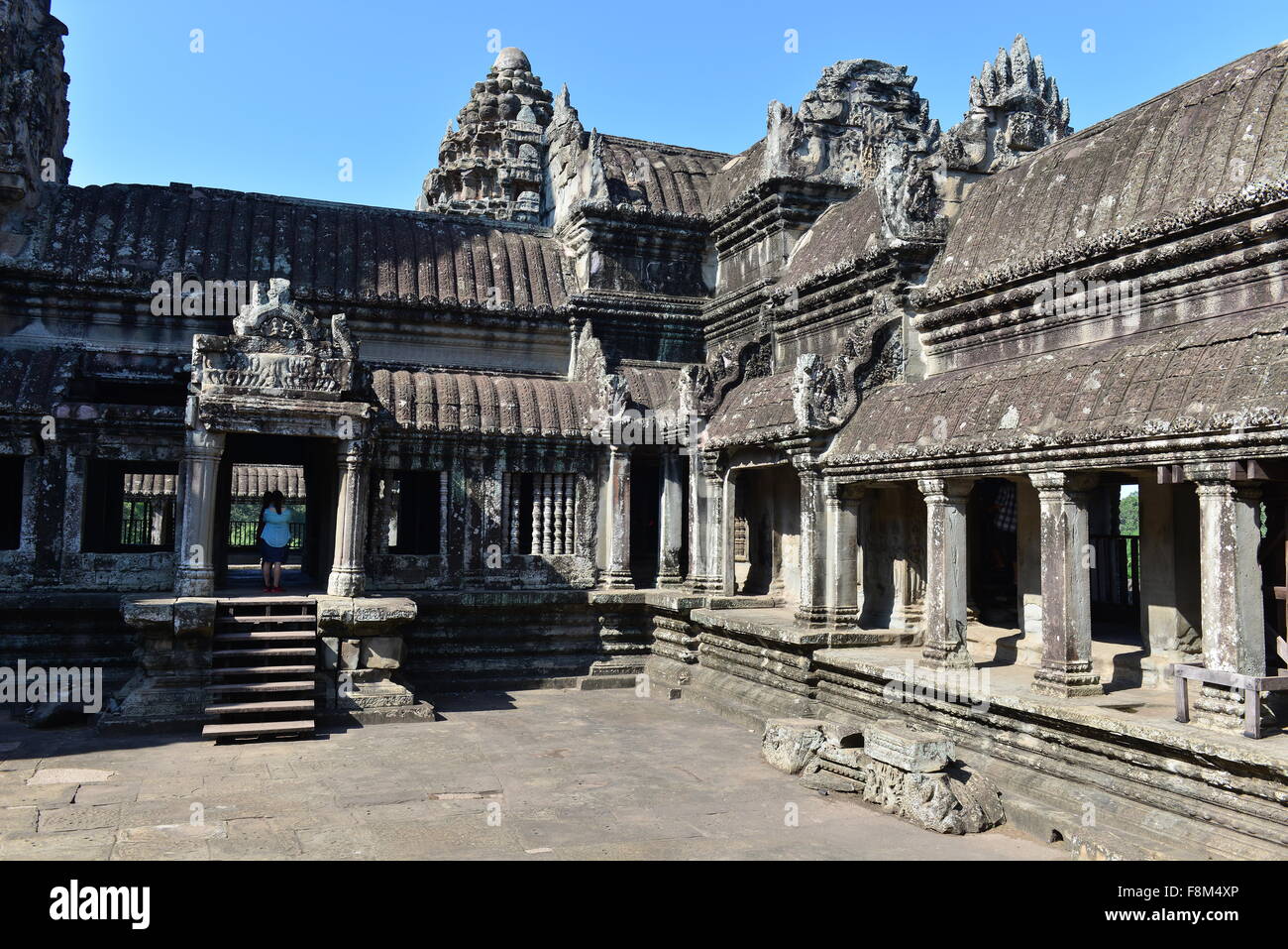 Court-yard, Angkor Wat, Siem Reap, Cambodia Stock Photo