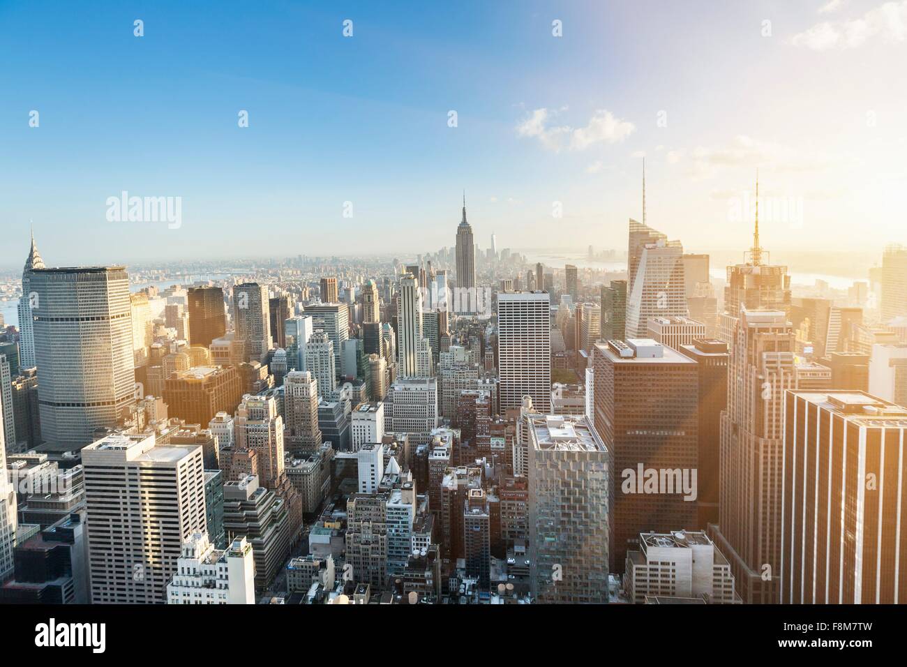 High angle view of midtown Manhattan and Empire State Building, New York, USA Stock Photo