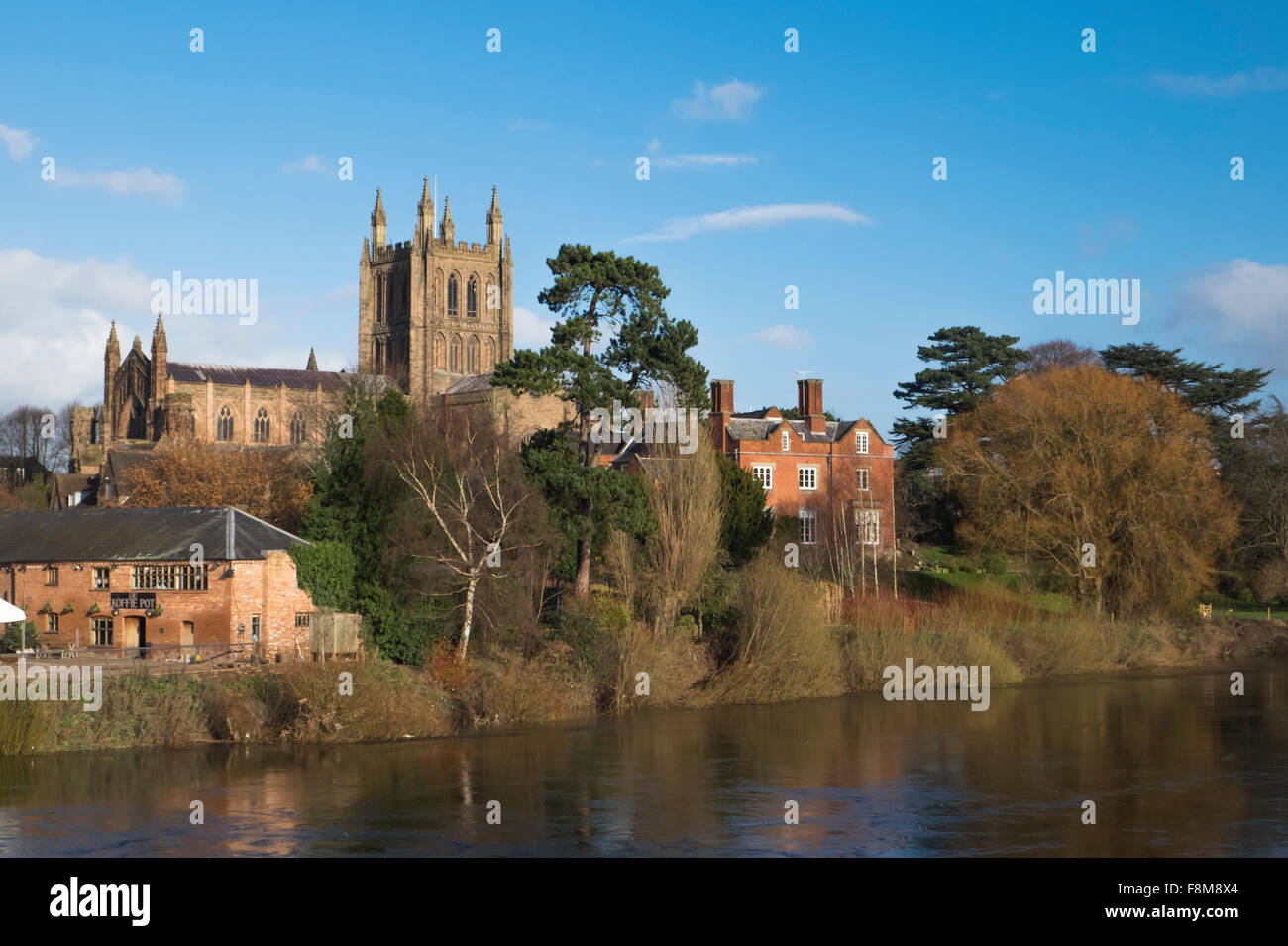 Hereford City Herefordshire England Hereford Cathedral River wye Stock Photo