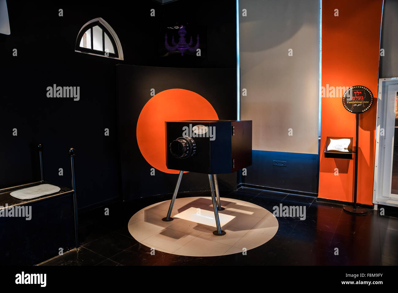 Model of camera with lens, Magical Science exhibition, National Museum of Science, Technology, and Space , Israel, Haifa Stock Photo