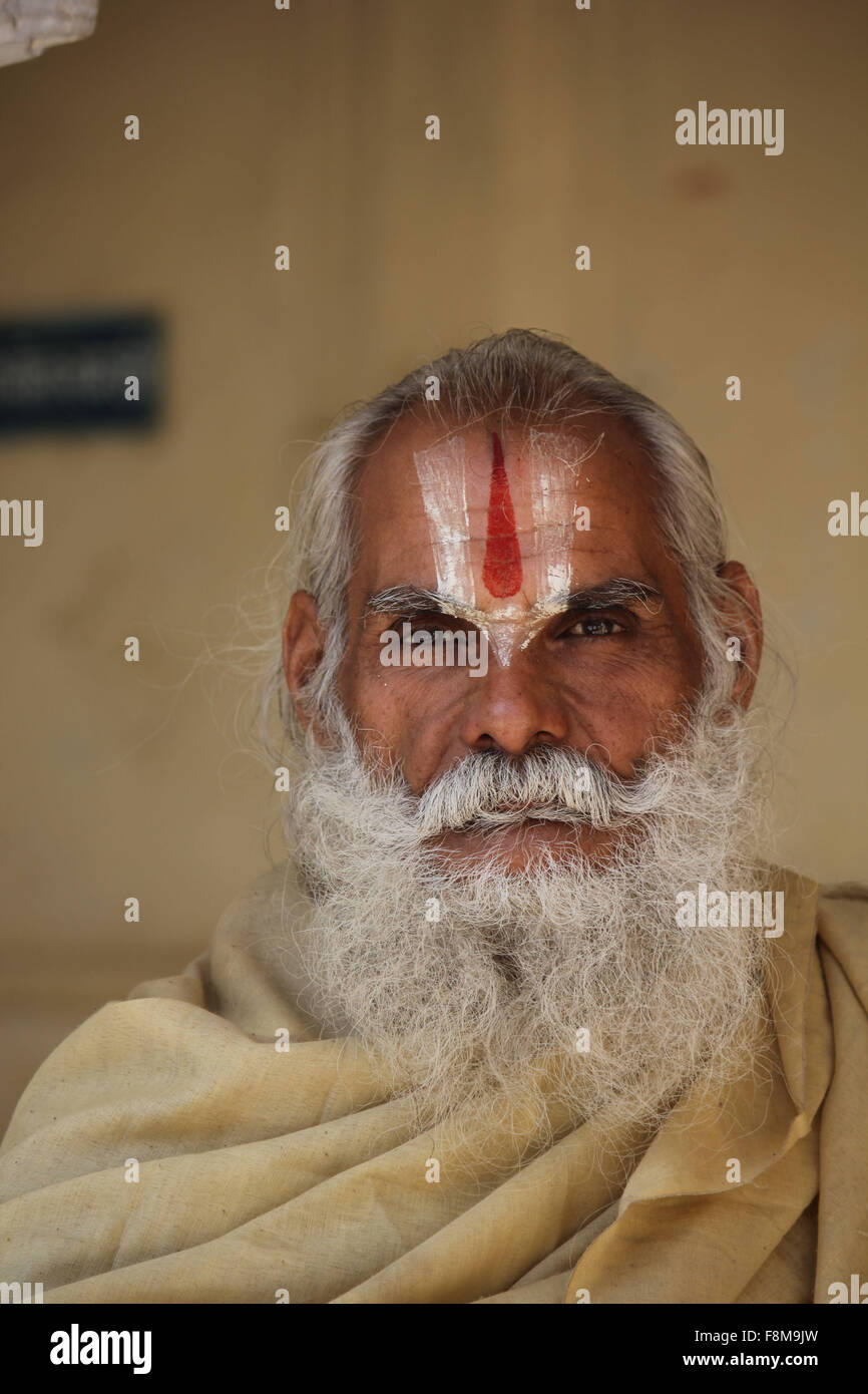 Jaipur, India, November 30, 2012: Indian man with long beard and the ...