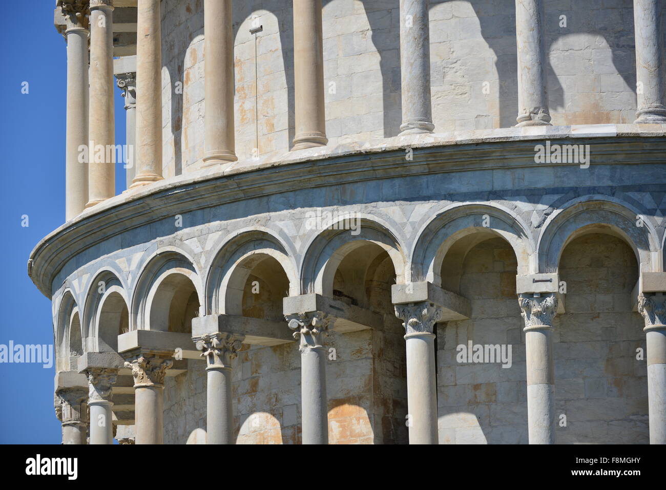 Close up of leaning tower of Pisa, Italy Stock Photo