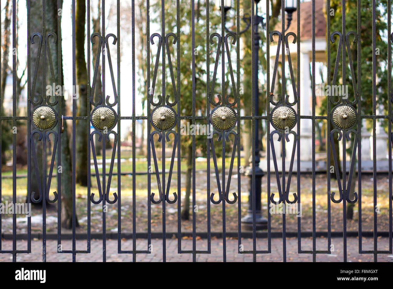 Wrought-iron fence Stock Photo