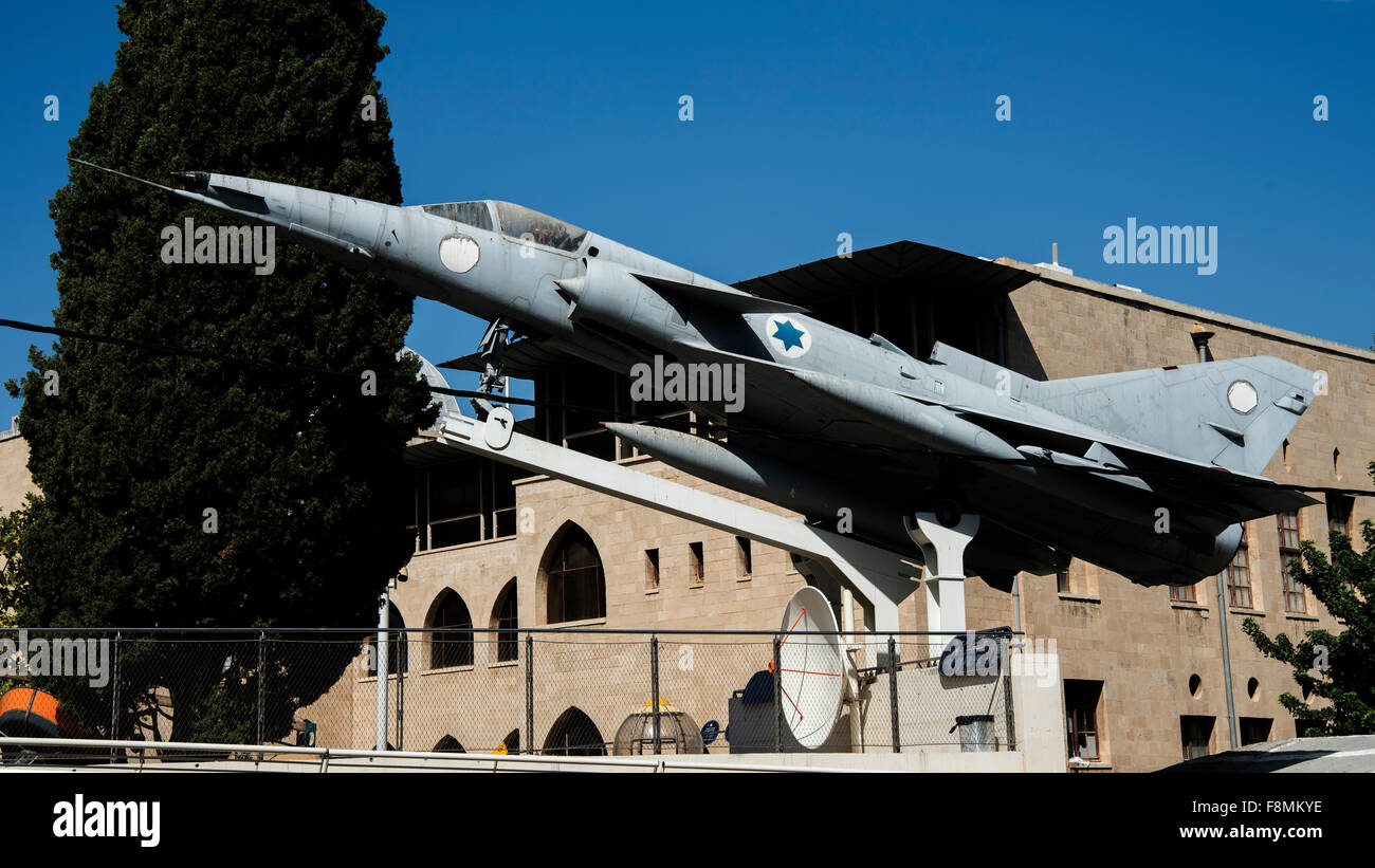 Monument to Israel Aircraft Industries F-21 Kfir, Haifa, Israel Stock Photo
