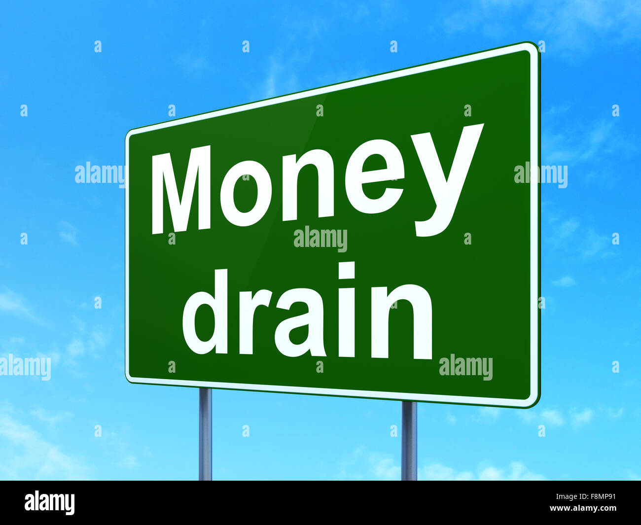 Banking concept Money Drain on road sign background Stock Photo Alamy