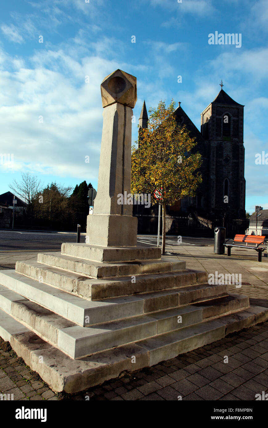 Original 17th century town cross in Monaghan Stock Photo