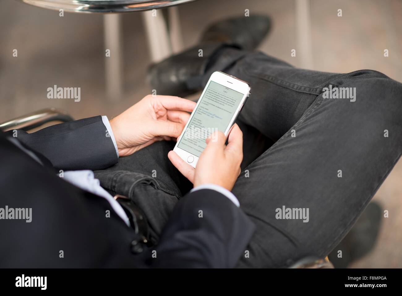 Businessman texting Stock Photo