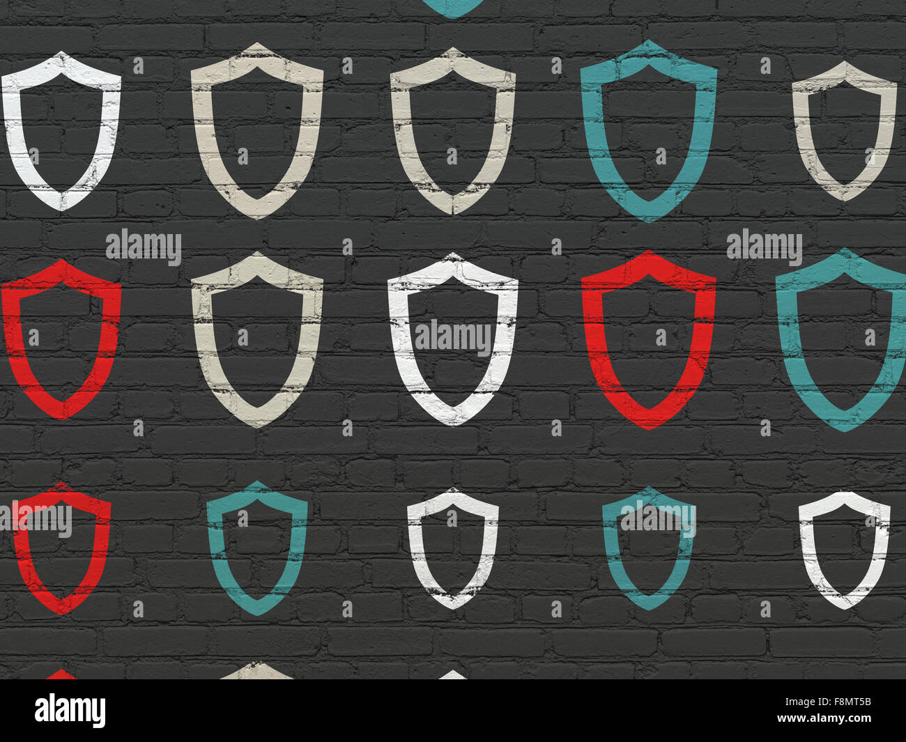 Security concept: Contoured Shield icons on wall background Stock Photo ...