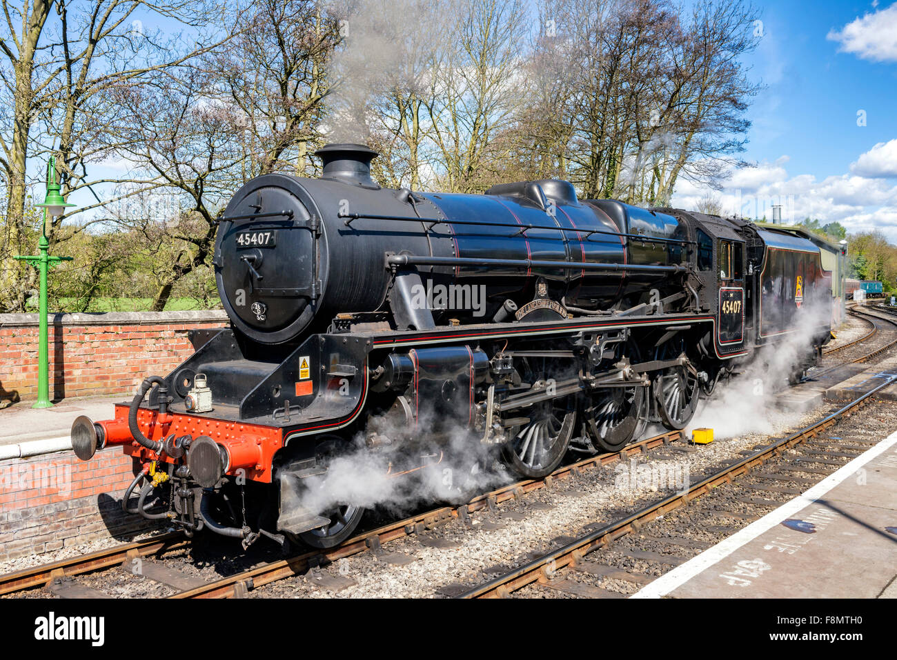 The steam locomotive The Lancashire Fusilier at Pickering station during a steam gala Stock Photo
