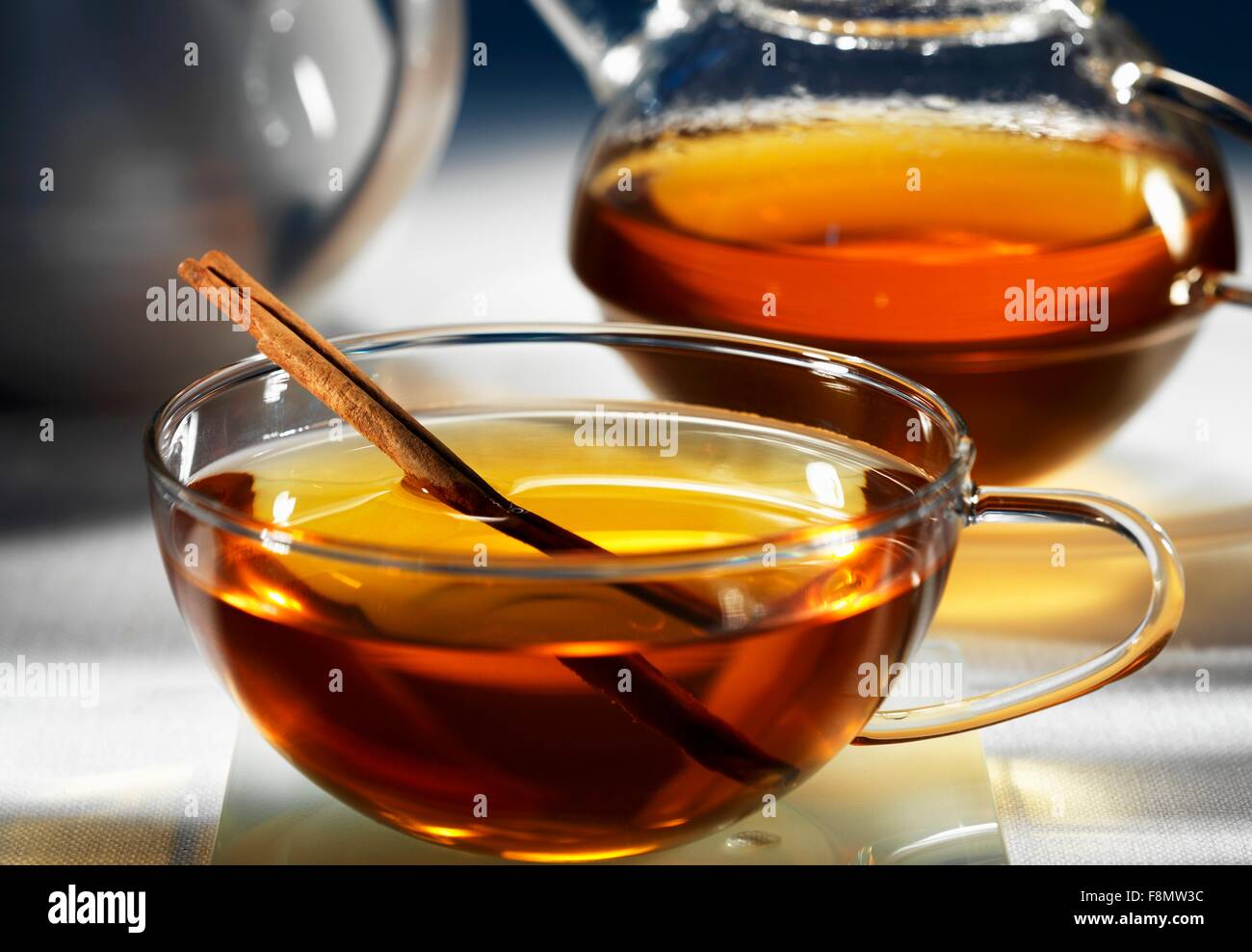 Herb tea with cinnamon and apricots Stock Photo