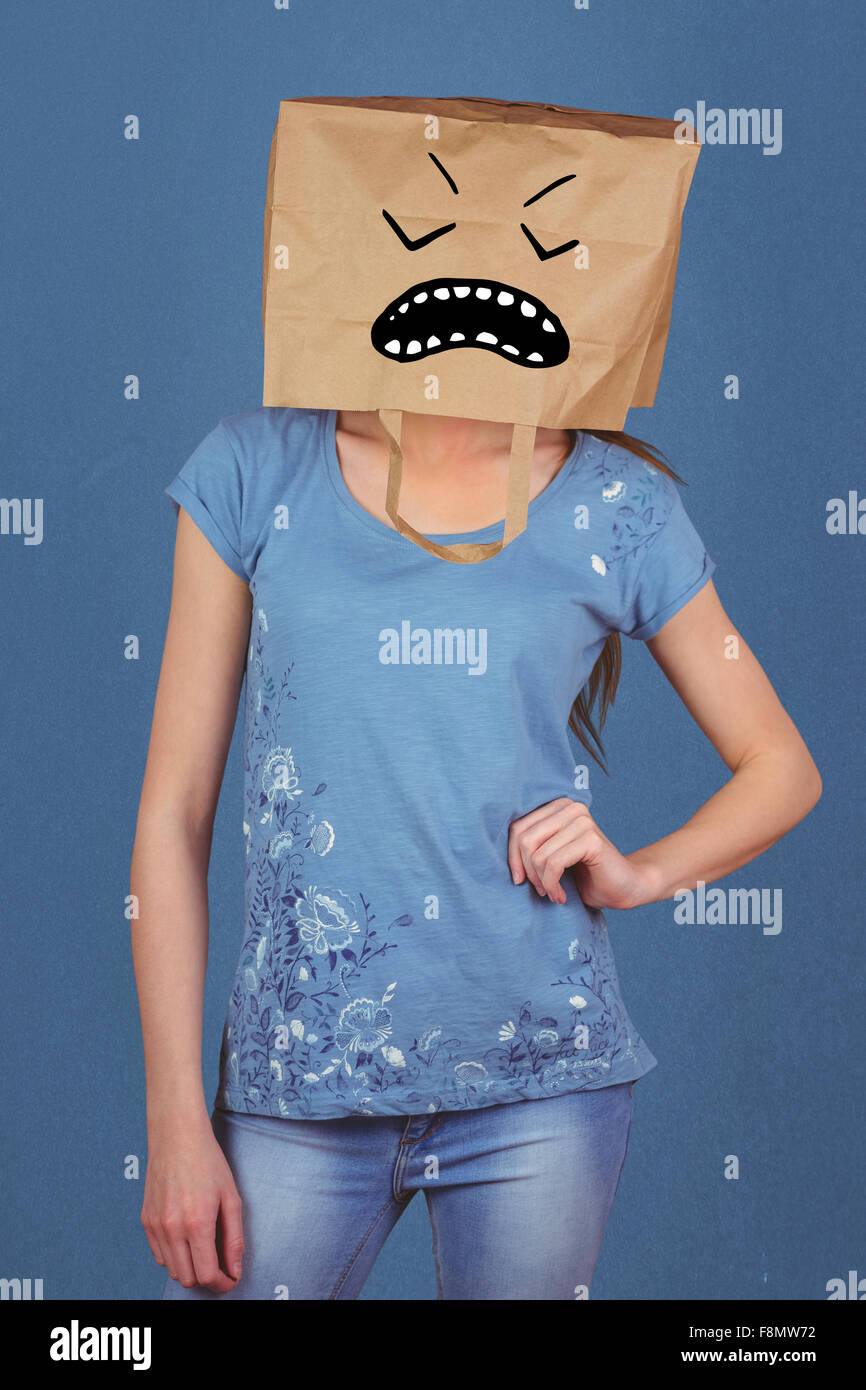 Woman paper bag on head hires stock photography and images Alamy