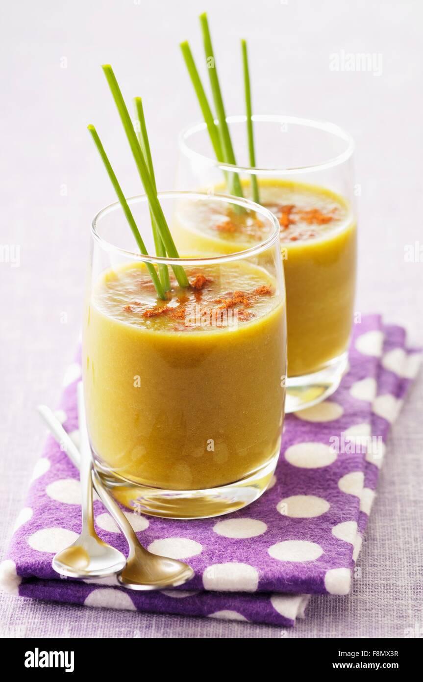 Cold vegetable soup with avocado Stock Photo Alamy