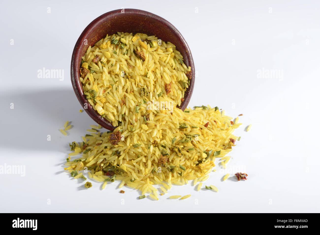 A readymade mix of rice with dried vegetables and spices Stock Photo