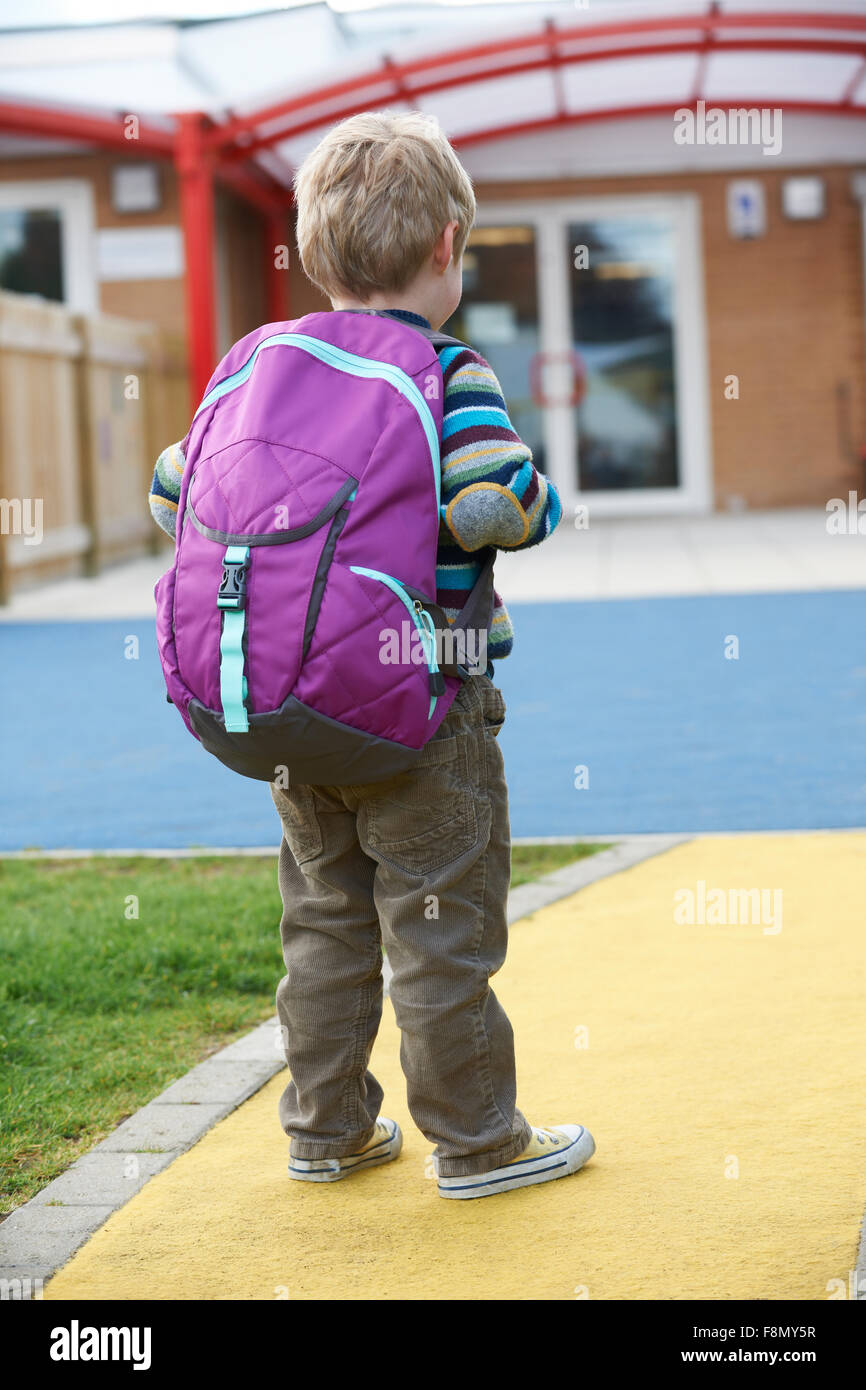 child wearing backpack