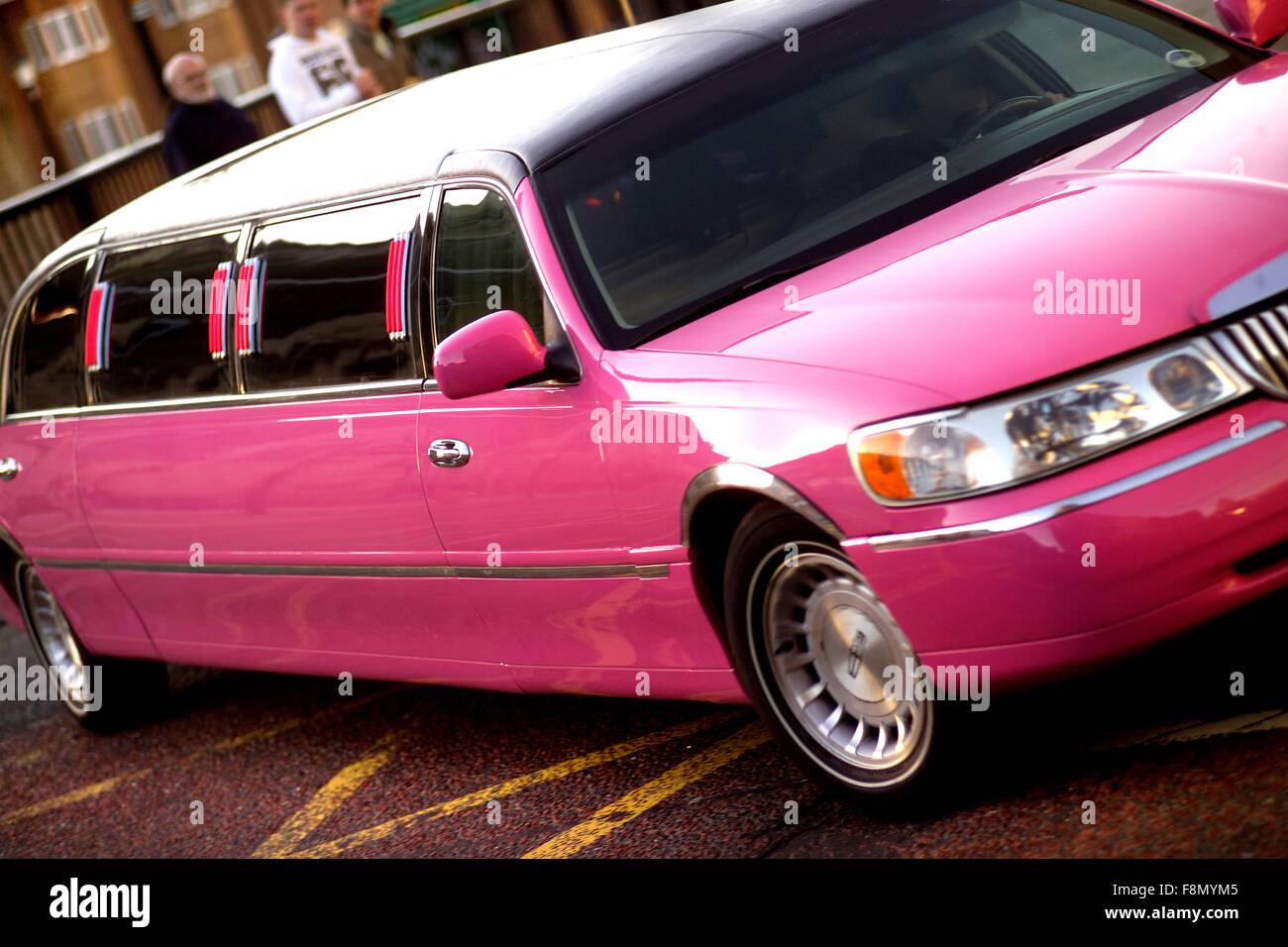 Pink stretched limo / limousine Stock Photo