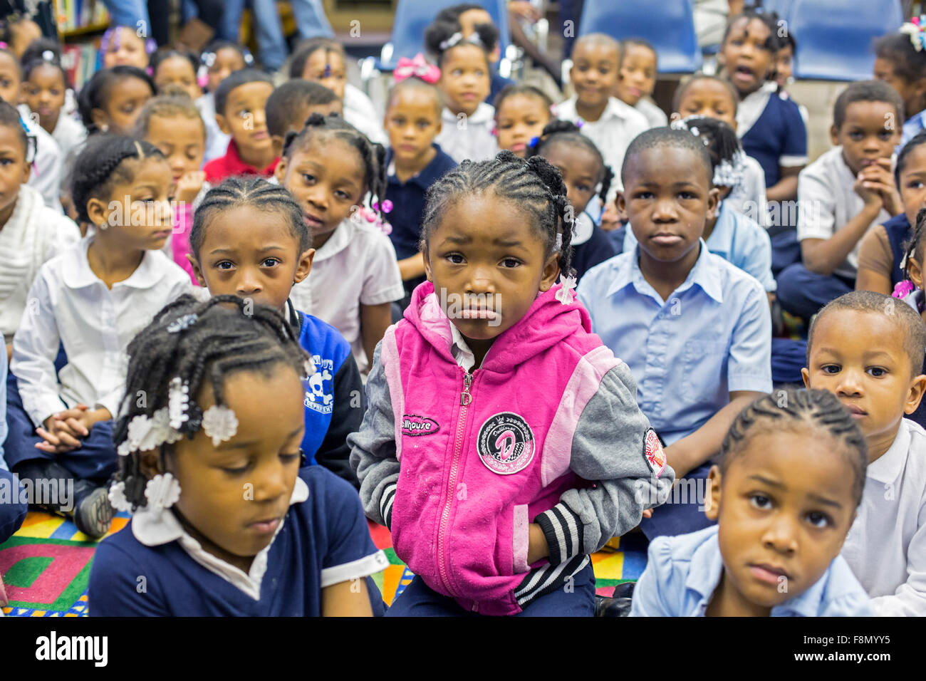 Detroit, Michigan - Children at Dossin Elementary School, part of the Detroit Public Schools. Stock Photo