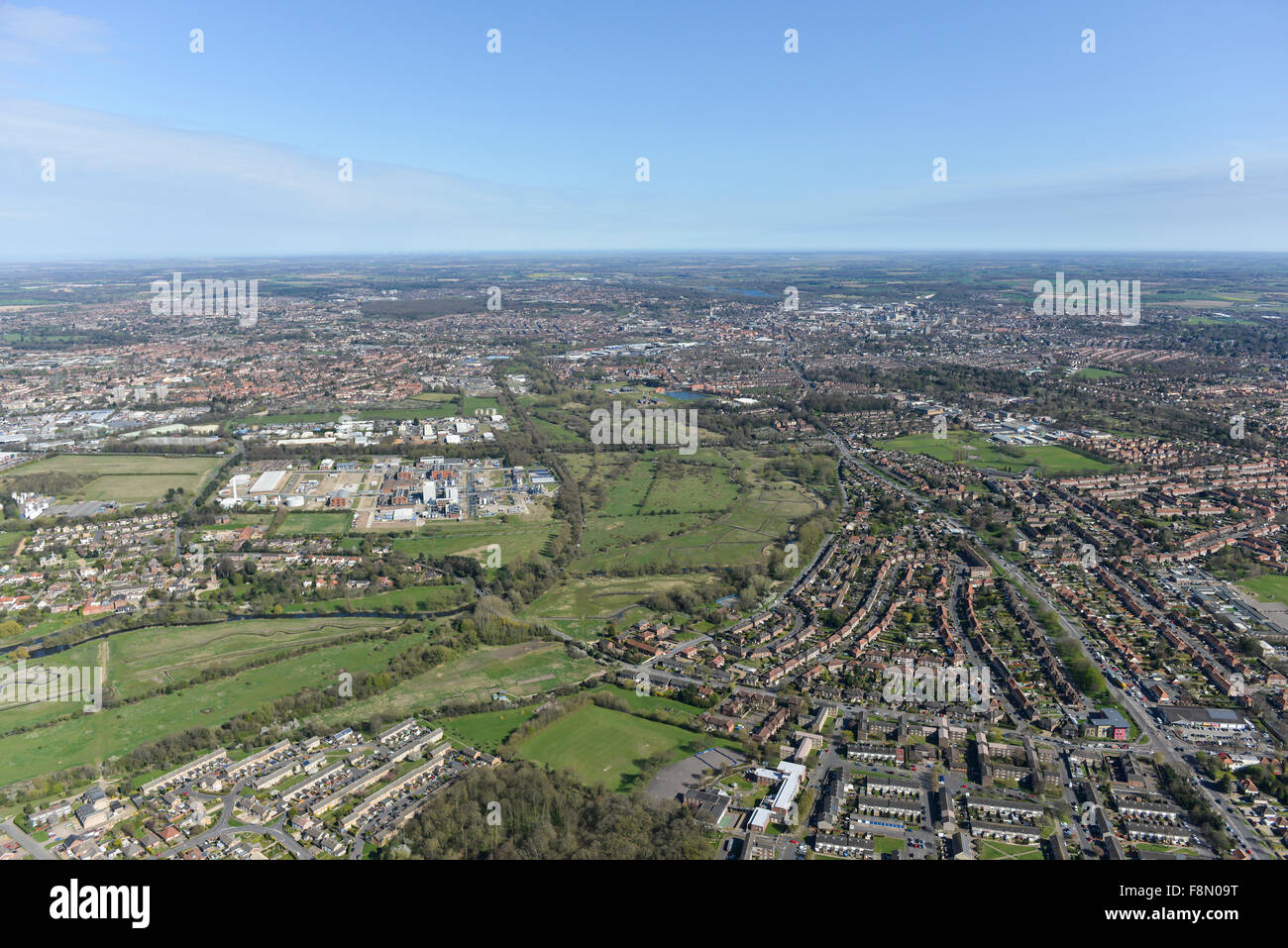 An aerial view of the Norwich suburb of New Costessey Stock Photo