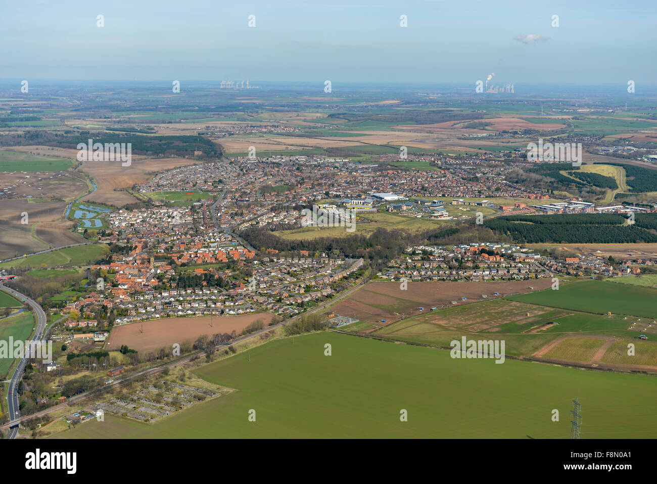 An aerial view of the town of New Ollerton in Nottinghamshire Stock Photo