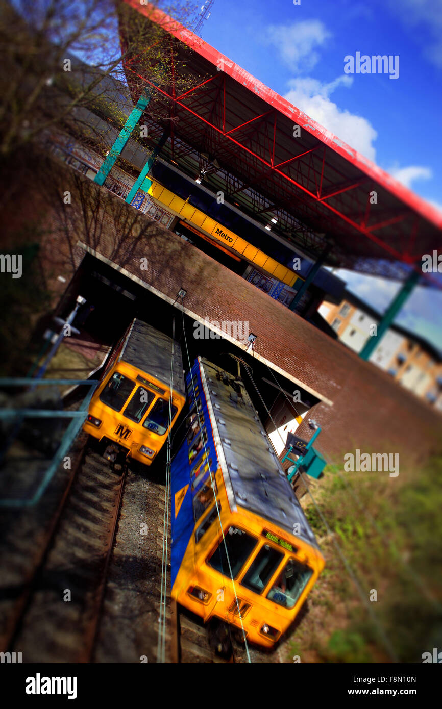 Newcastle Metro train at Regent Centre station Stock Photo