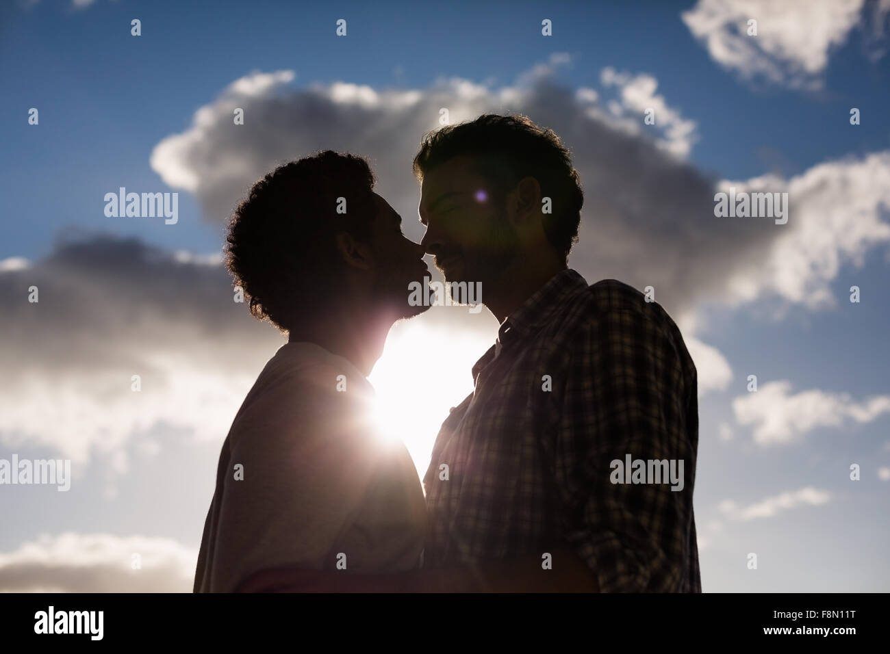Homosexual couple nose-to-nose Stock Photo