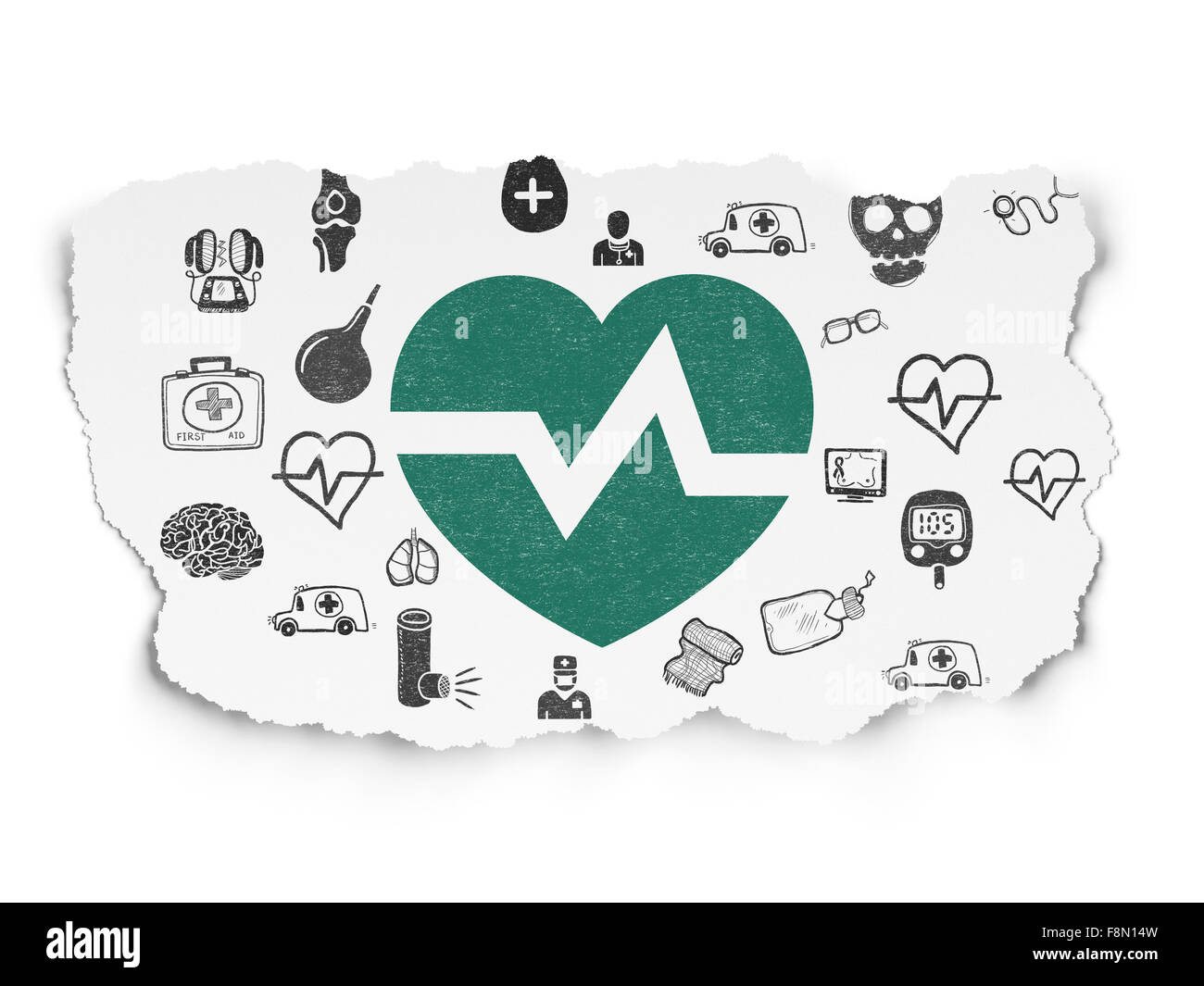 Healthcare concept: Heart on Torn Paper background Stock Photo