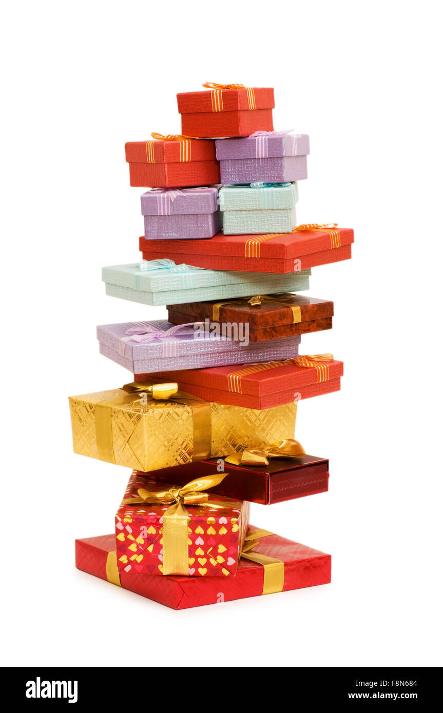 Gift boxes isolated on the white background Stock Photo - Alamy