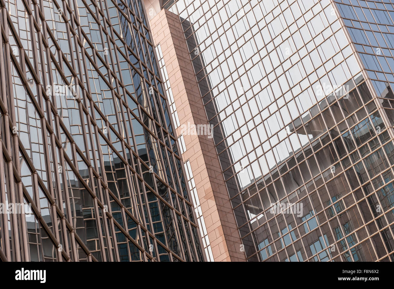 reflective mirrored glass on building Stock Photo