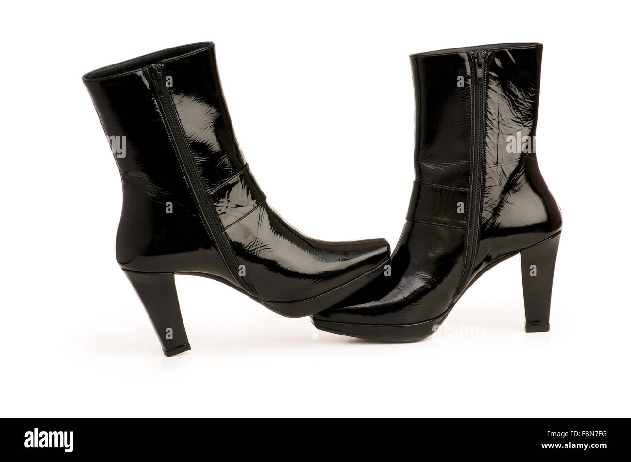 Black boots isolated on the white background Stock Photo - Alamy
