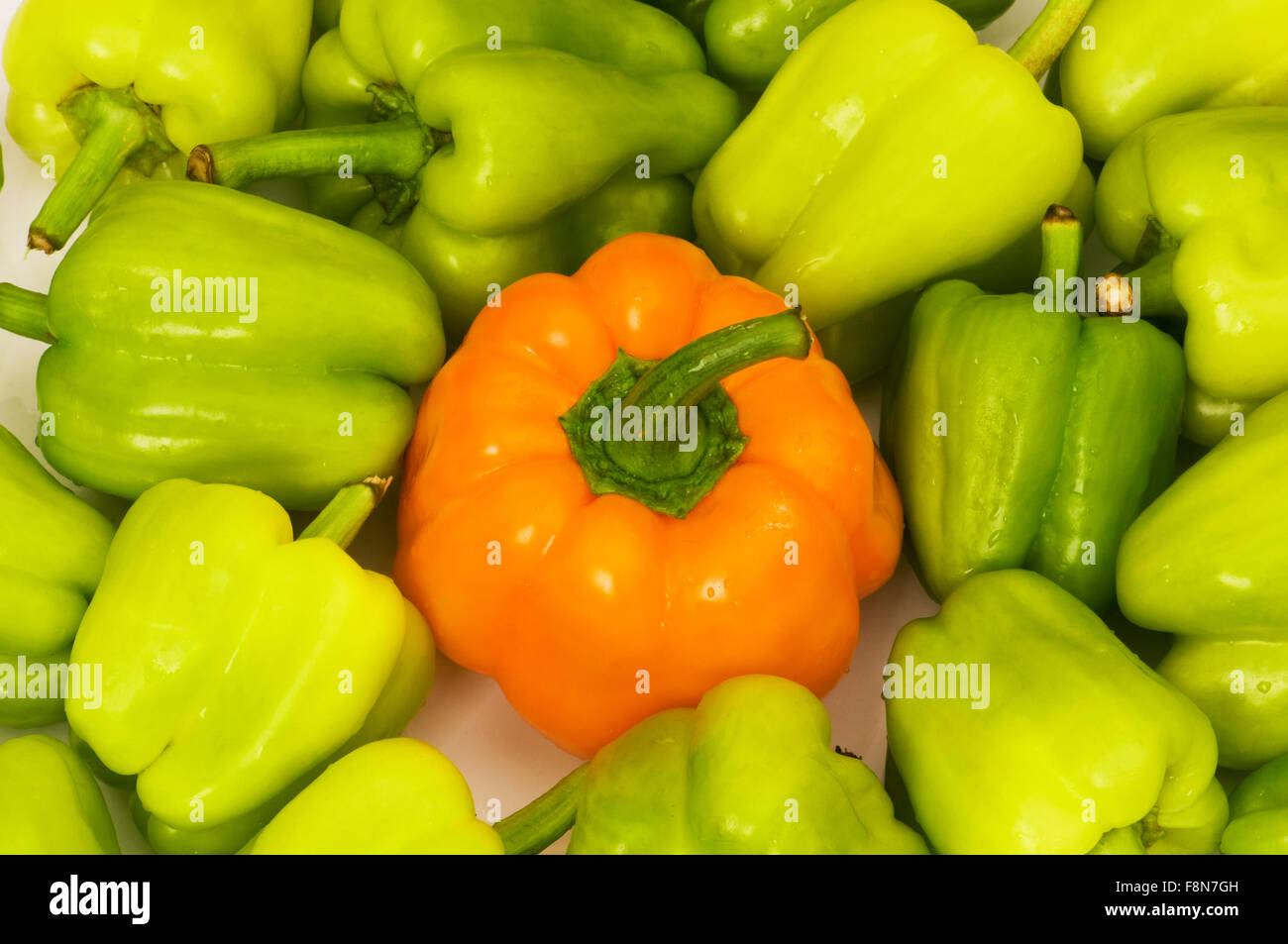 Bell peppers arranged at the market stand Stock Photo - Alamy