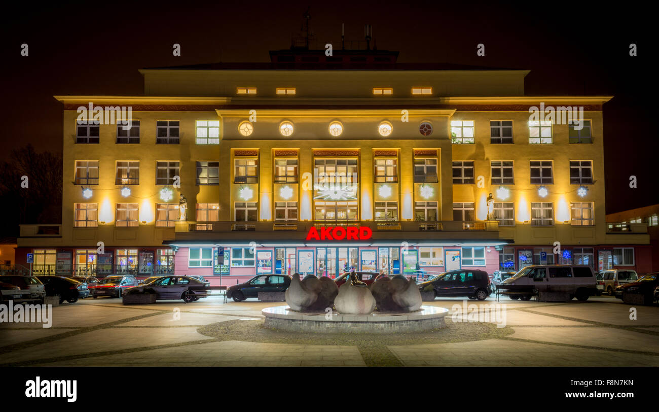 Squere SNP Ostrava at night Stock Photo