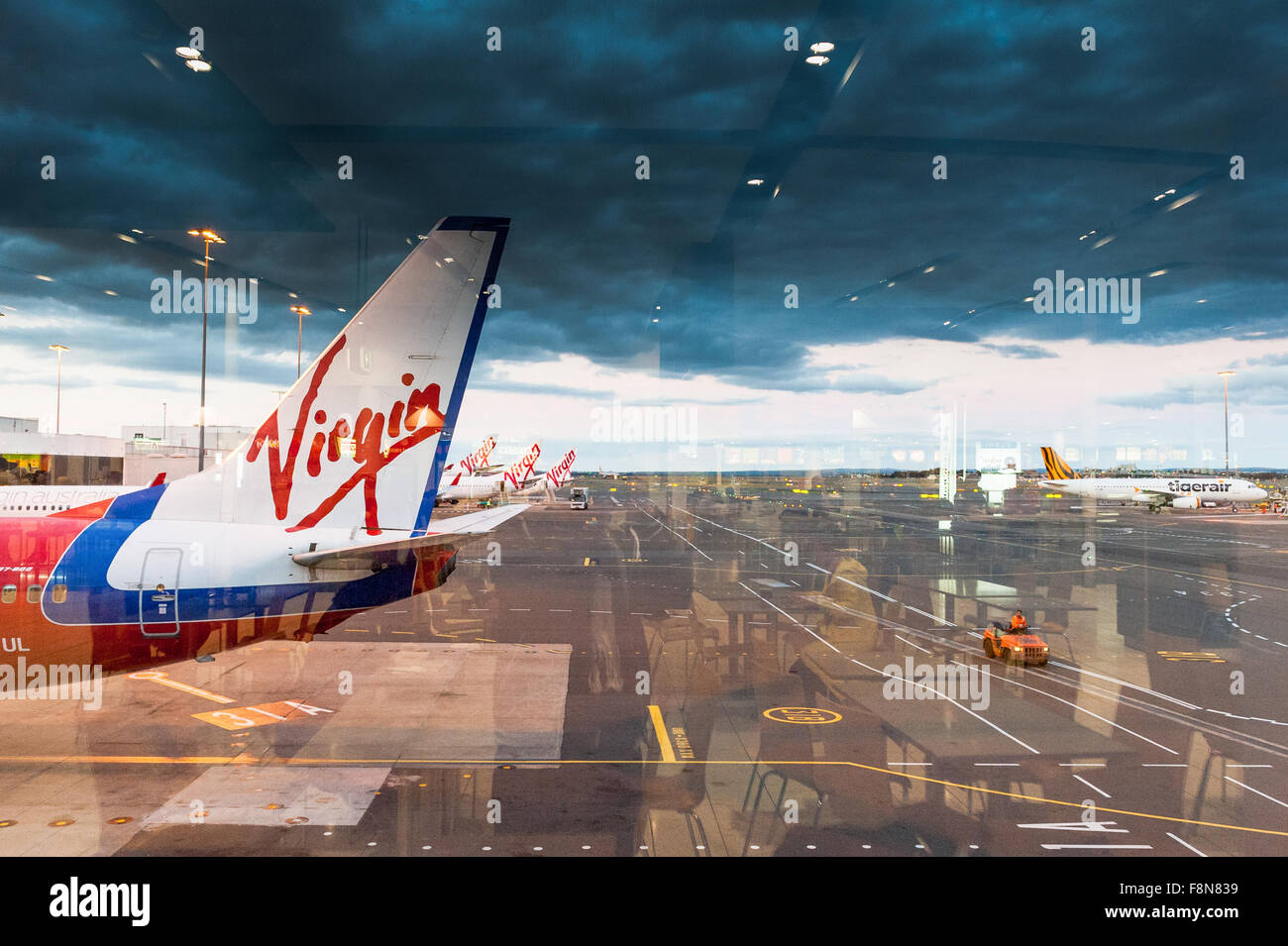 Planes at Terminal 2, Sydney Airport Australia. Stock Photo