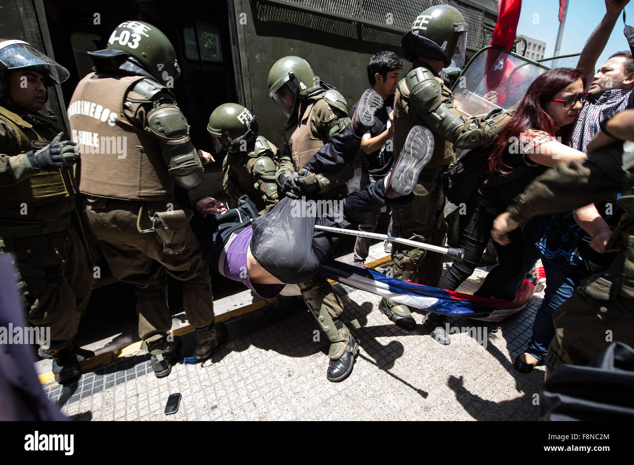 Workers protest march santiago hi-res stock photography and images - Alamy