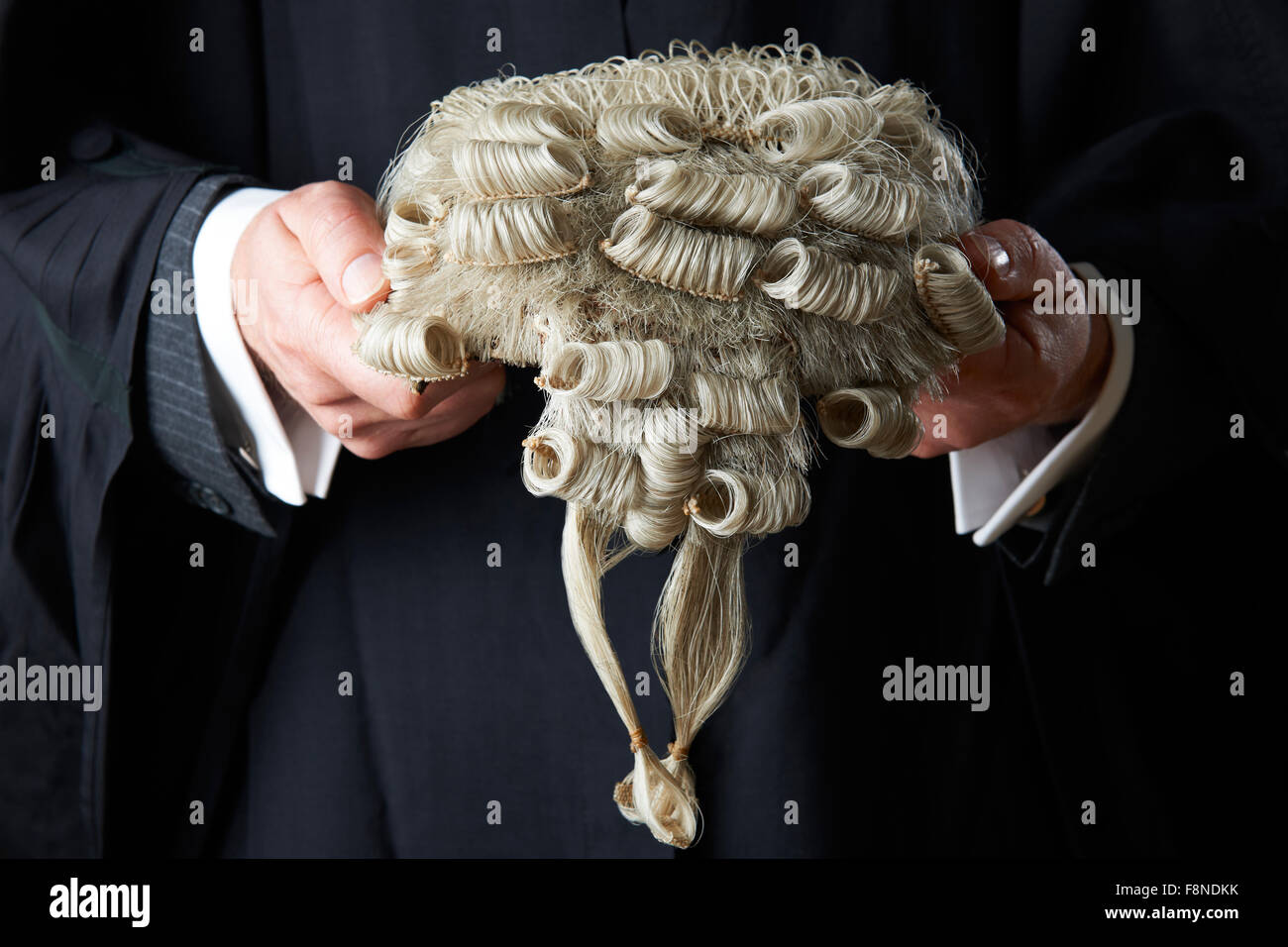 Barrister Holding Wig Stock Photo