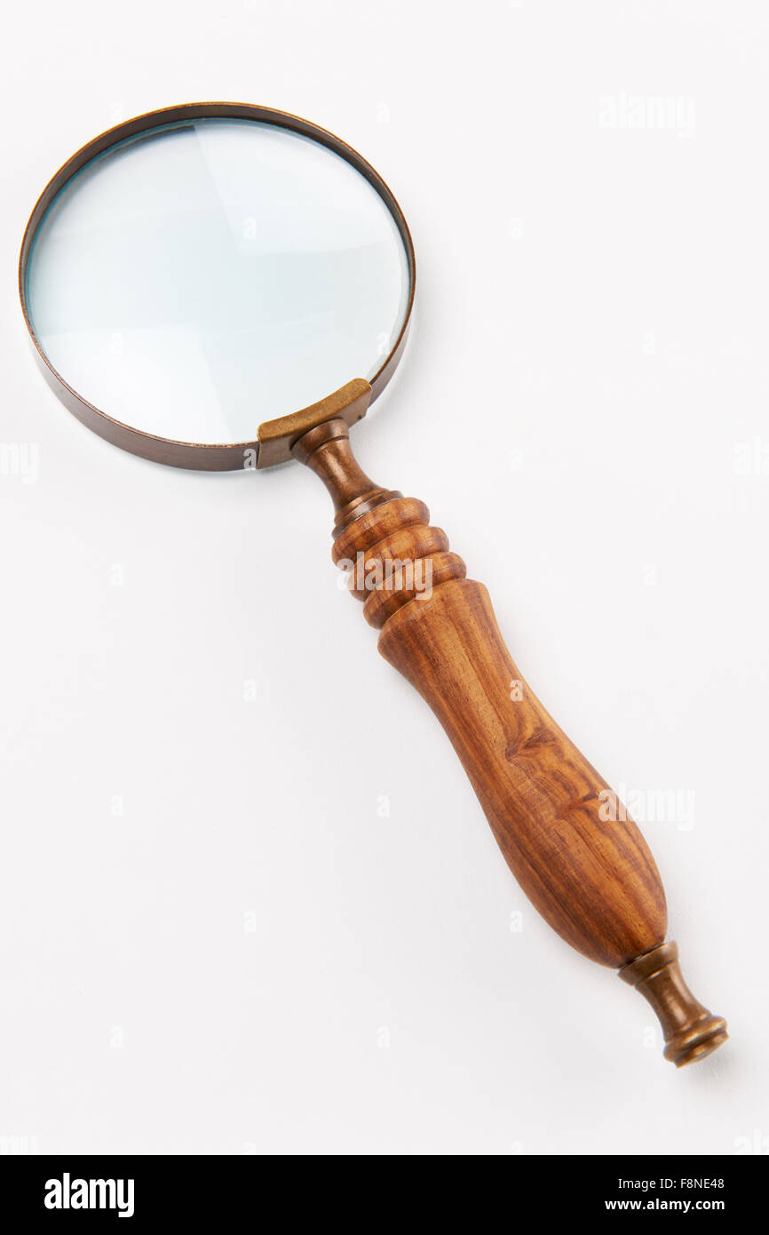 Magnifying Glass On White Background Stock Photo - Alamy