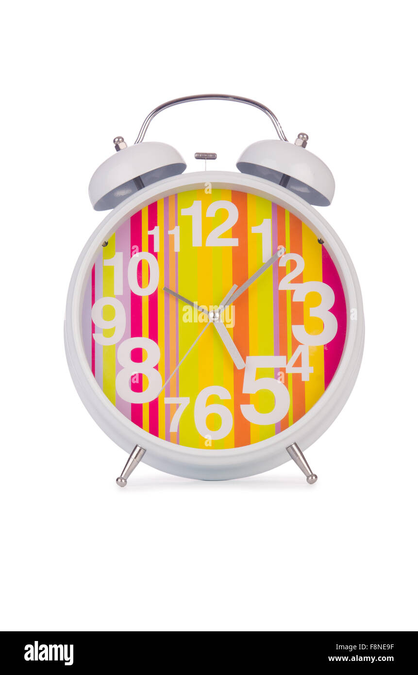 Alarm clock isolated on the white background Stock Photo - Alamy