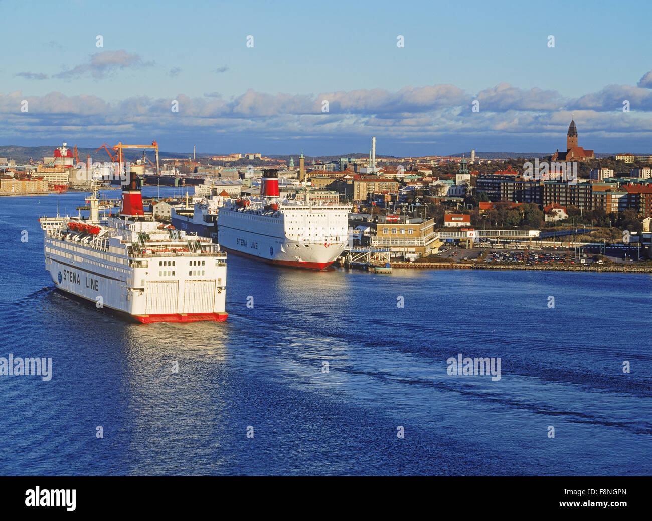 Passenger ship coming into port at Gothhenburg or on Sweden's West Coast Stock Photo