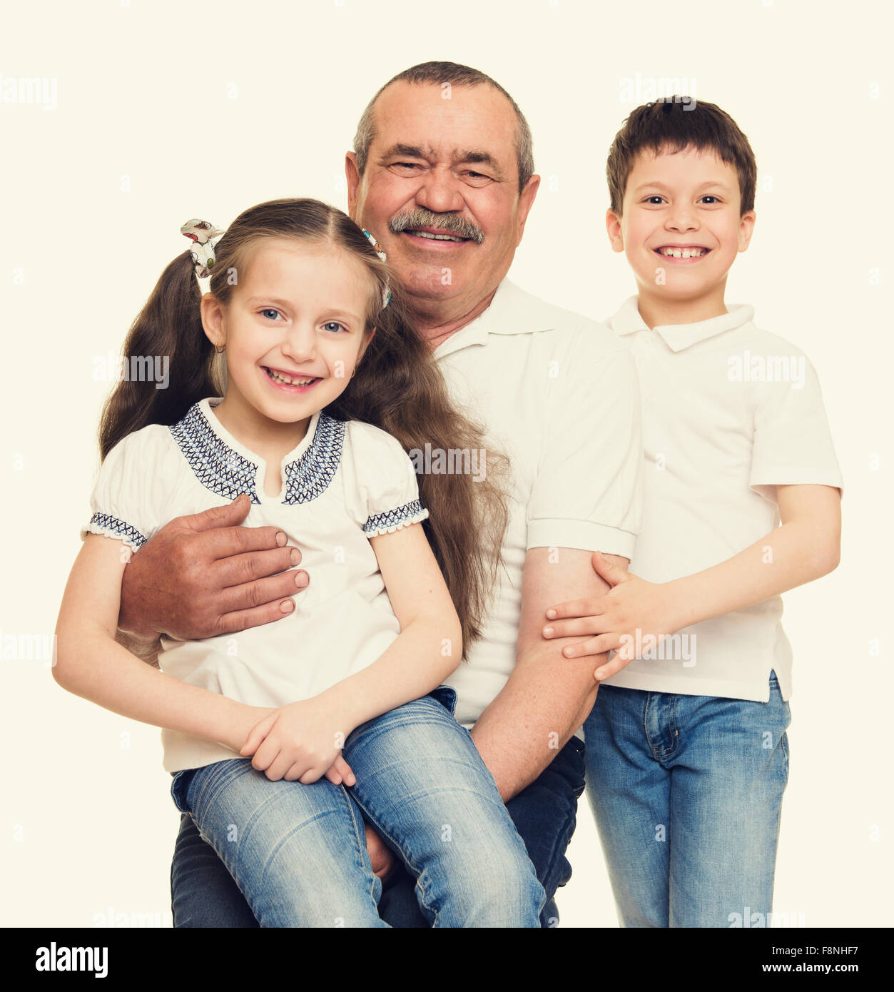 Grandfather and grandchildren portrait Stock Photo - Alamy