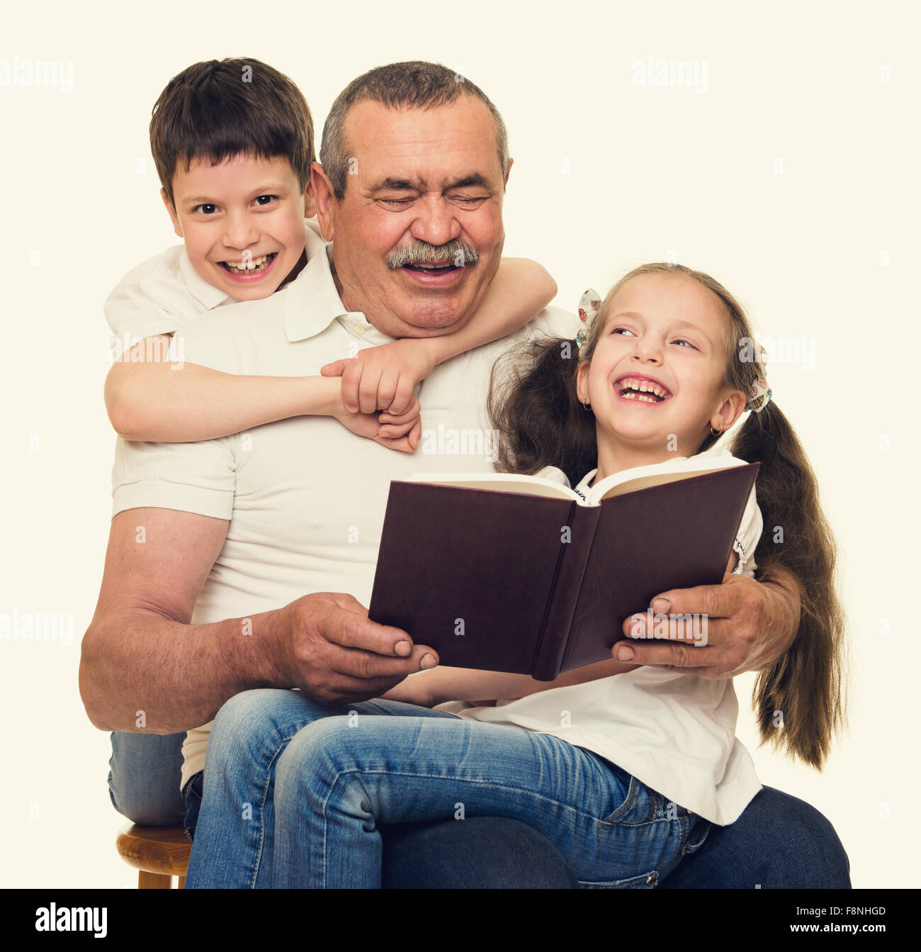 Grandfather and grandchildren portrait studio shoot Stock Photo - Alamy